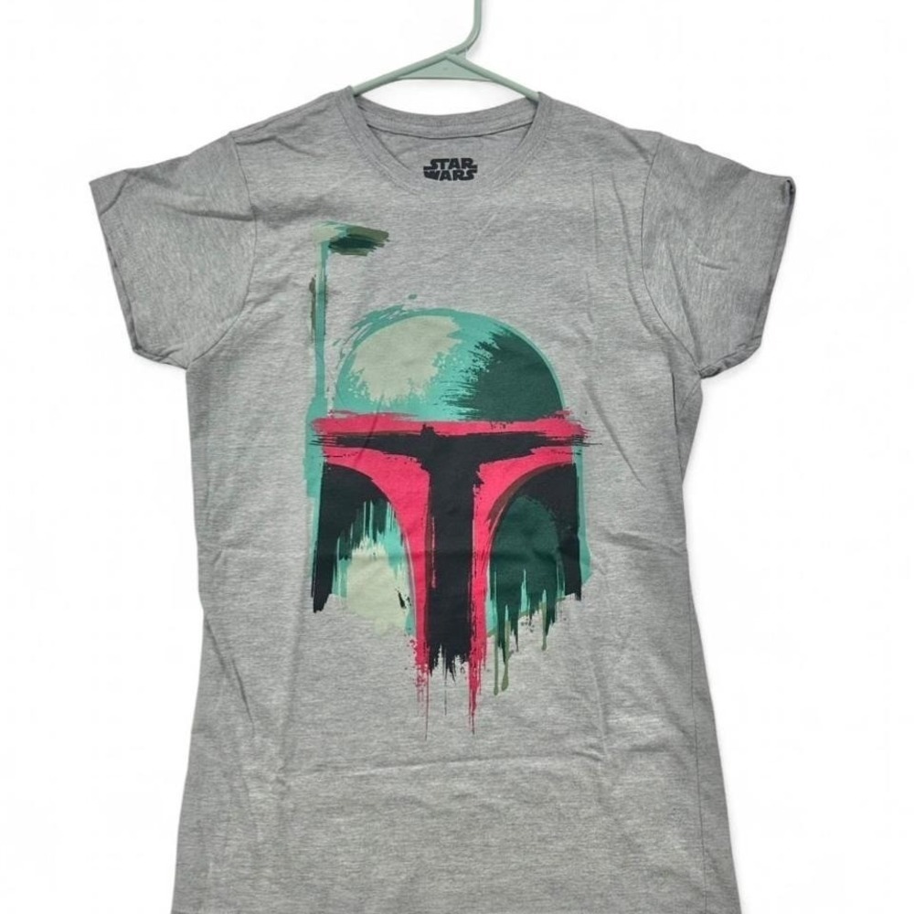 Star Wars Boba Fett Graphic T-Shirt Mens Medium Grey Mad Engine Short Sleeve Tee